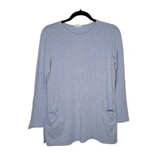 J Jill Purejill Womens heathered blue tunic dress long sleeve size small Modal